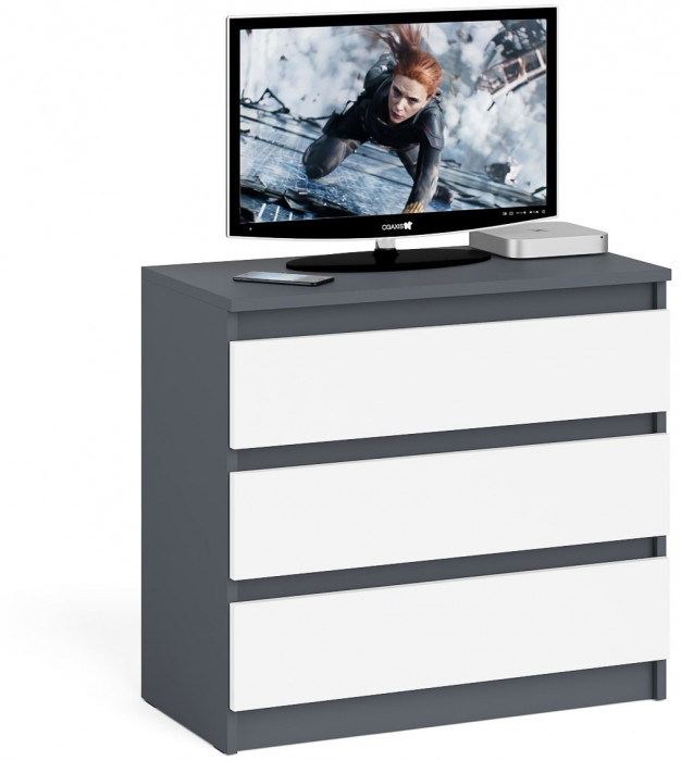 Мори Комод МК800.1, цвет графит/белый, ШхГхВ 80,4х41х73 см.