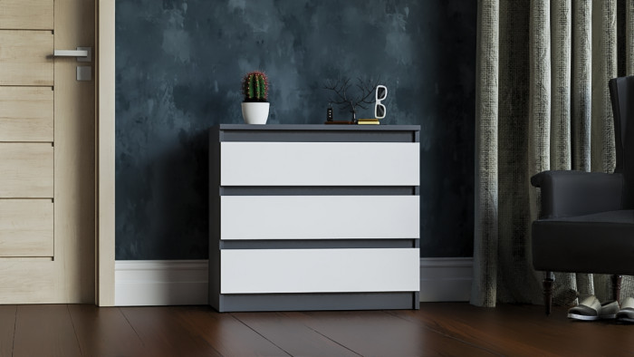 Мори Комод МК800.1, цвет графит/белый, ШхГхВ 80,4х41х73 см.