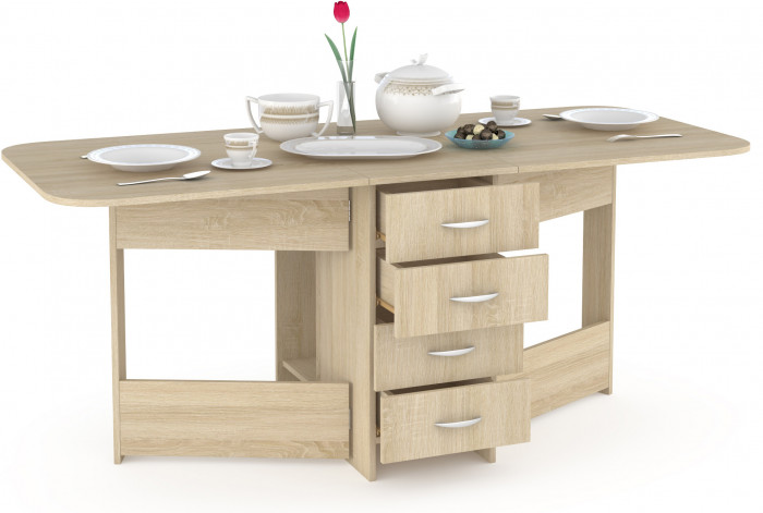 Глория 606М Стол-книжка с ящиками, дуб сонома