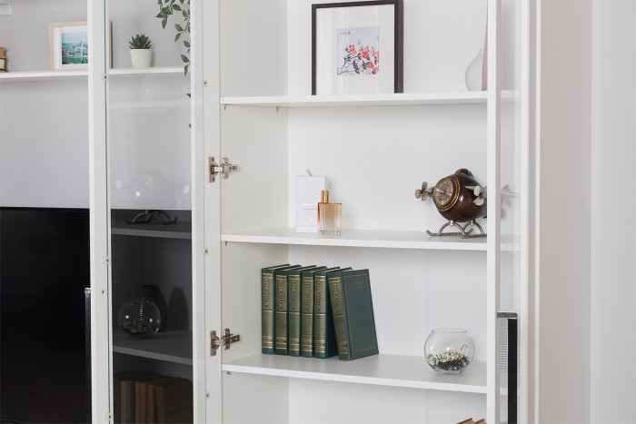 Валенсия Гостиная № 083, цвет ЛДСП белый шагрень/МДФ белый шагрень, ШхГхВ 350,3х38,3х225,2 см., универсальная сборка