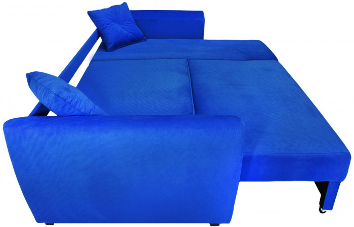 Диван-кровать угловой Амстердам Люкс, 150х200, еврокнижка, велюр, синий
