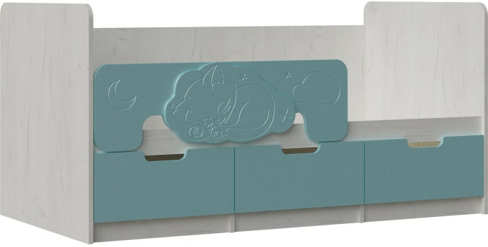 Юниор-4 Кровать 80х160 (Крафт белый, Шарли бриз)