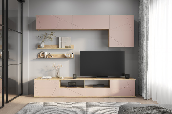 Гостиная "Камелия" ГС-01 Крафт/шарли пинк (MF13)