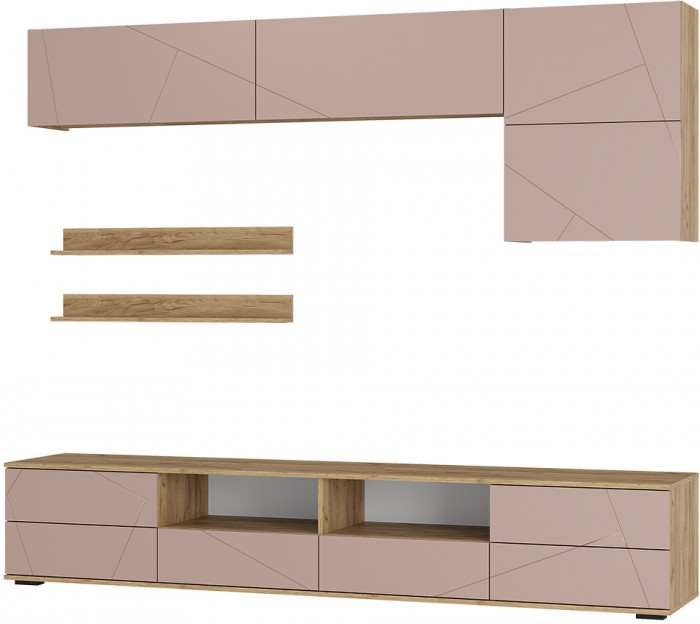 Гостиная "Камелия" ГС-01 Крафт/шарли пинк (MF13)