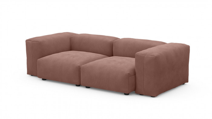 Диван Фиджи двухсекционный (малый) Cilium Coral 231*116*62 см, Розовый Вельвет Нераскладной Фиеста