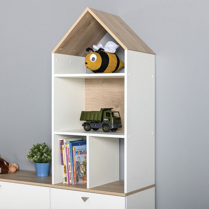 Эйп Детская № 2, цвет белый/дуб белый, сп. м. 800х1600 мм., б/м, основание есть, максимальная нагрузка 80 кг., рекомендуемая высота матраса 120 мм.