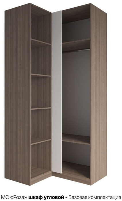 МС Роза Шкаф угловой Базовая комплектация, Ройс+ ручка скоба 2 шт., Орех Франклин карамель/Бежевый скин