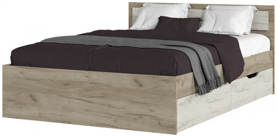 ГАРМОНИЯ КР 605 кровать с ящиками (1,452х0,78х2,032) дуб крафт белый/дуб крафт серый