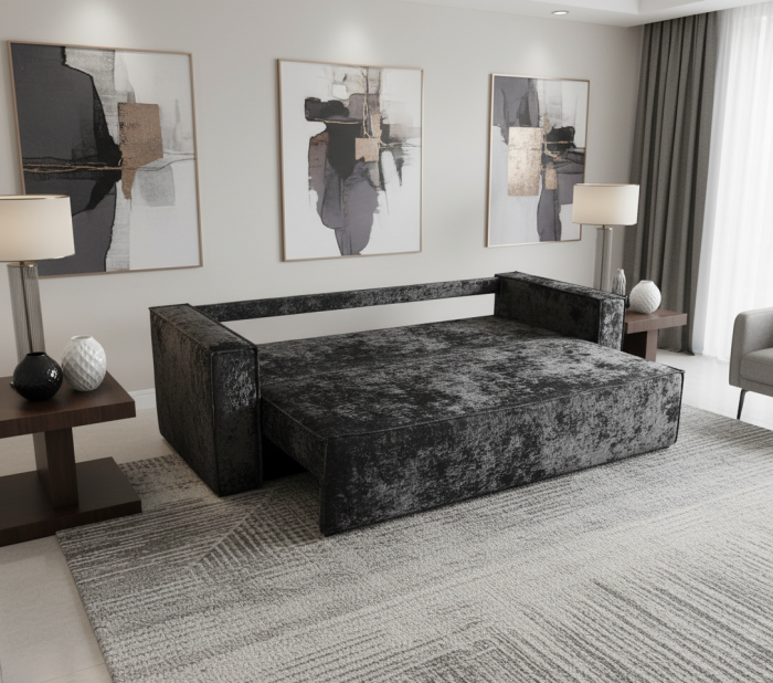 Диван-еврокнижка Лофт Люкс Плюш, 140х195, черный