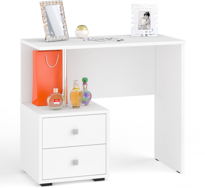 Камелия спальня № 6 Кровать 1200 + Две тумбы + Стол косметический + Зеркало, белый