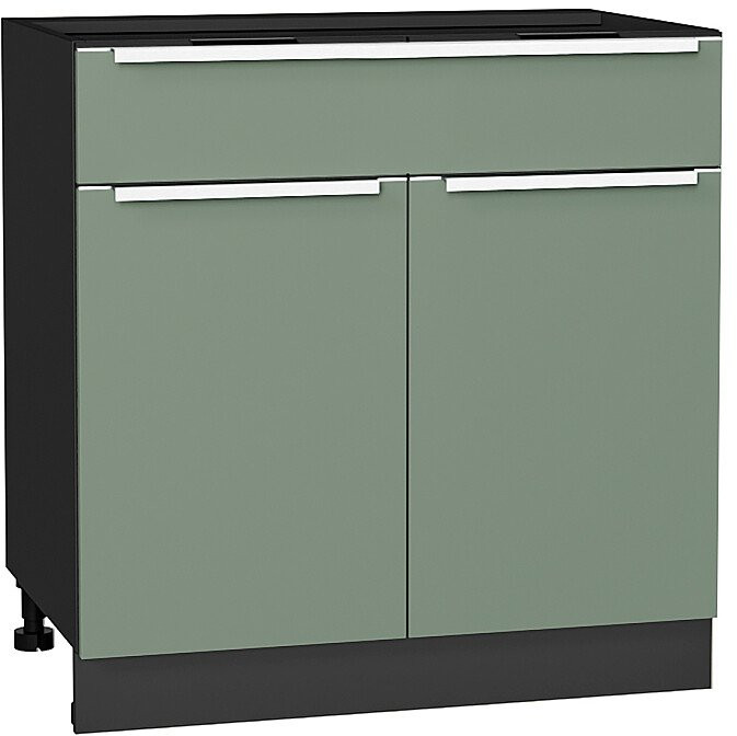 Кухонный гарнитур Фьюжн-10, МДФ, 160 см, Графит/Мятный шелк (Мрамор дымчатый)