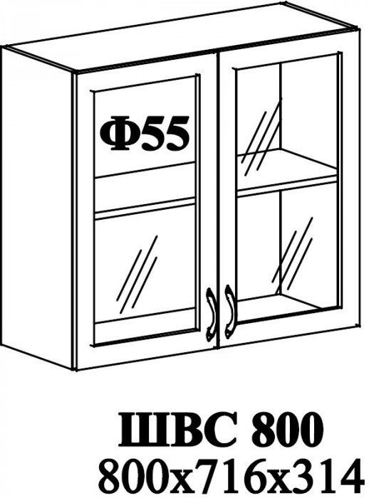 Ф-55 Альфа (ШВС 800) МДФ холст белый