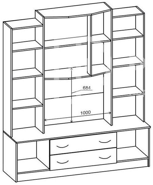 Макарена-3 МДФ МС-1,6 Средняя секция 1,6, Венге/ дуб скандинавский, склад