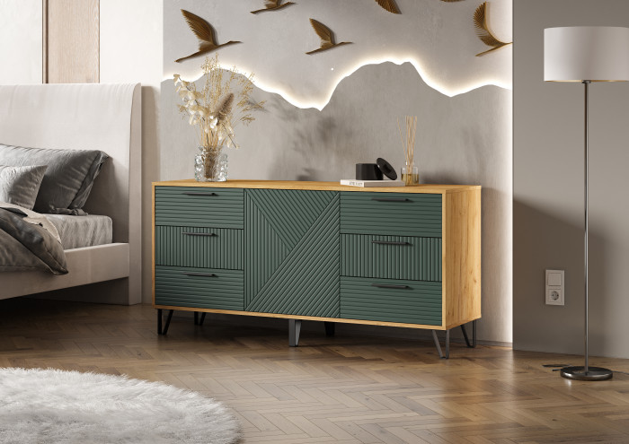 Флэш Комод 1500 браш мени грин/дуб крафт