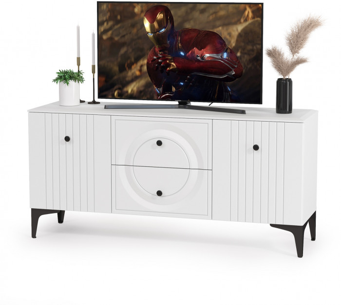 Валенсия Гостиная № 085, цвет ЛДСП белый шагрень/МДФ белый шагрень, ШхГхВ 405,3х38,3х225,2 см., универсальная сборка