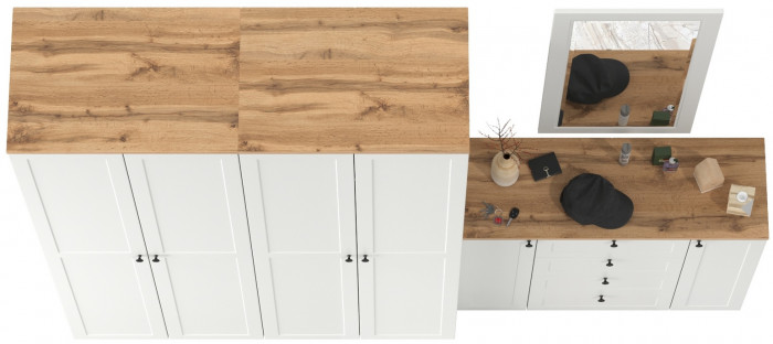 Остин Прихожая 26, белый шагрень/дуб крафт золотой