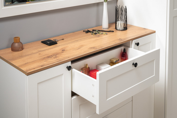 Остин Прихожая 26, белый шагрень/дуб крафт золотой