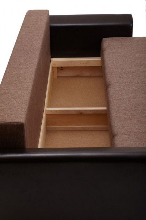 Диван-кровать Амстердам, 150х195, раскладной, еврокнижка, независимый пружинный блок, рогожка/экокожа, коричневый