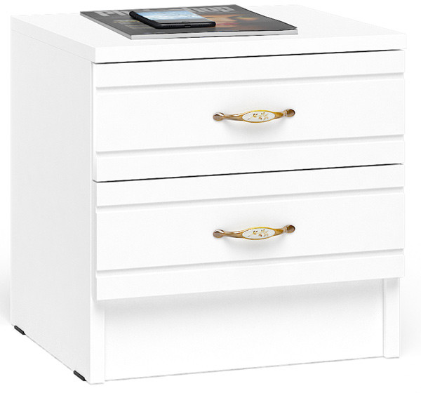 Елена Тумба прикроватная, корпус белый/фасад мдф белый глянец