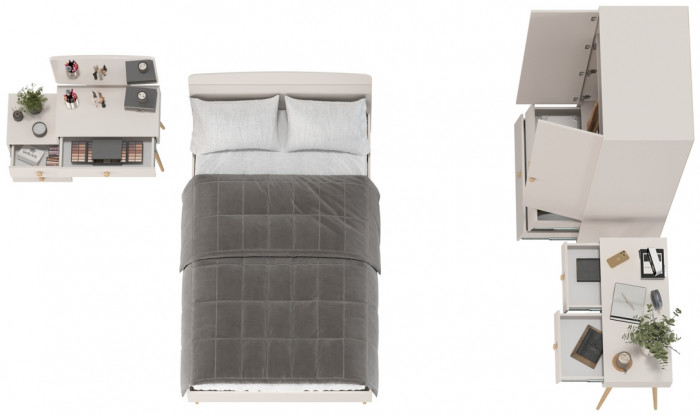 Афина Спальня 08-1200, цвет кашемир серый, сп.м. 1200х2000 мм., б/м, основание есть - фанера