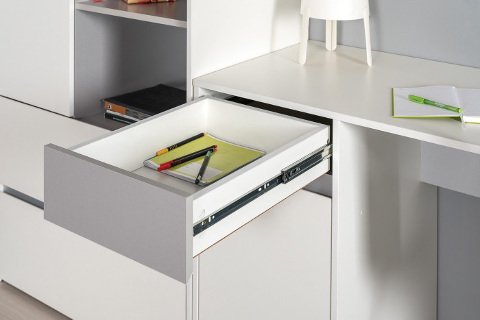 Торонто Компоновка № 17, цвет белый шагрень/стальной серый, ШхГхВ 320х53,1х195,7 см., универсальная сборка