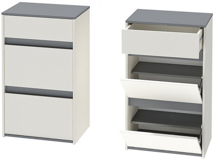 Модульная прихожая Иннэс 12 Набор 1 (Графит / Миндаль)