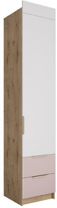 МС Лавис Шкаф ШД 450.1 + ручка-скоба 3 шт. (Дуб Бунратти/Белый софт / Роза)