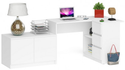 Мори компьютерный стол МС-16 правый + Тумба МА900.1, белый