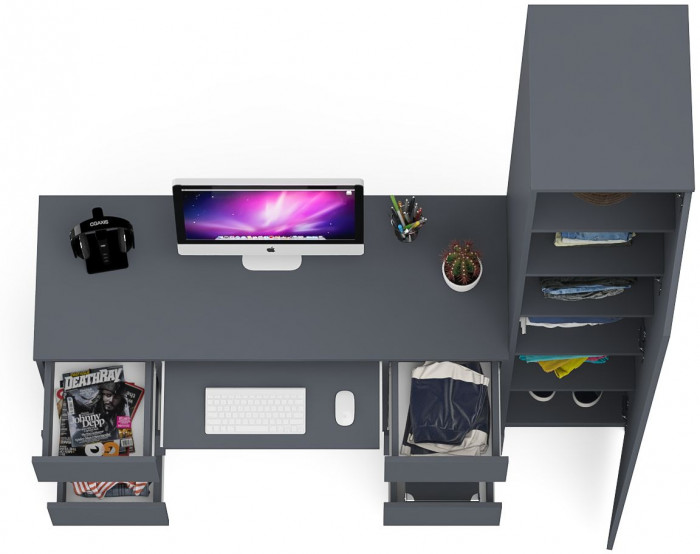 Мори Стол компьютерный МС-2 + Пенал МШ400.1, цвет графит, ШхГхВ 175,8х50,4х209,6 см., универсальная сборка