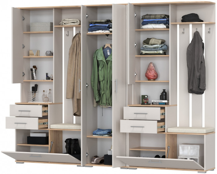 Прихожая Домино 3, дуб крафт золотой/кашемир серый