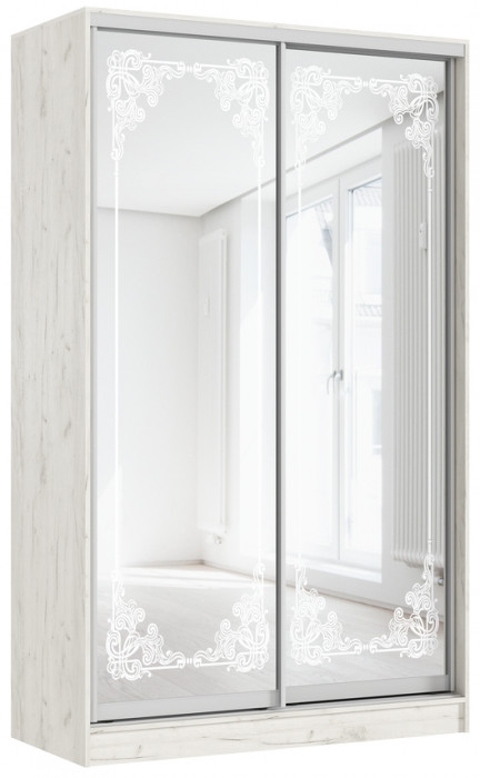 Шкаф-купе Тринити-4 (1,35 м), Дуб крафт белый