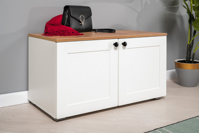 Остин Прихожая 11, цвет белый шагрень/дуб крафт золотой, ШхГхВ 120х54,3х229,6 см., универсальная сборка