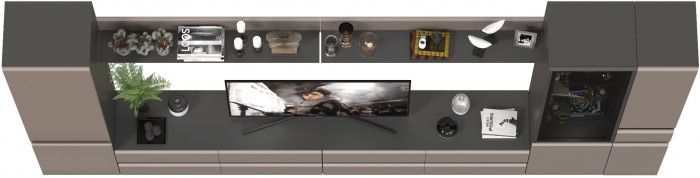 Сидней Комплектация № 109, цвет корпус: антрацит/фасады: МДФ веллюто капучино, ШхГхВ 394,8х41,3х205,2 см., универсальная сборка