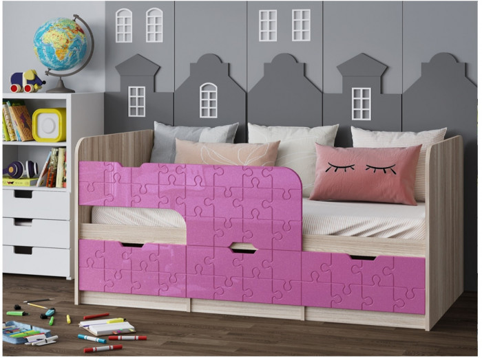 Детская кровать Юниор-9, 80х160 (Ваниль матовая, Ясень шимо светлый)