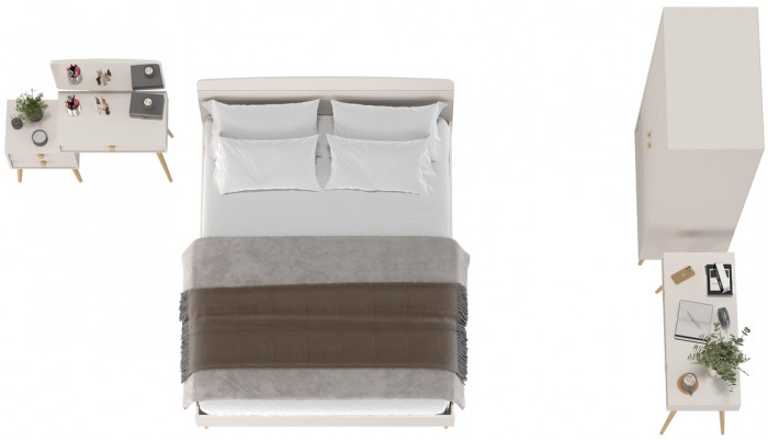 Афина Спальня 08-1600, цвет кашемир серый, сп.м. 1600х2000 мм., б/м, основание есть - фанера