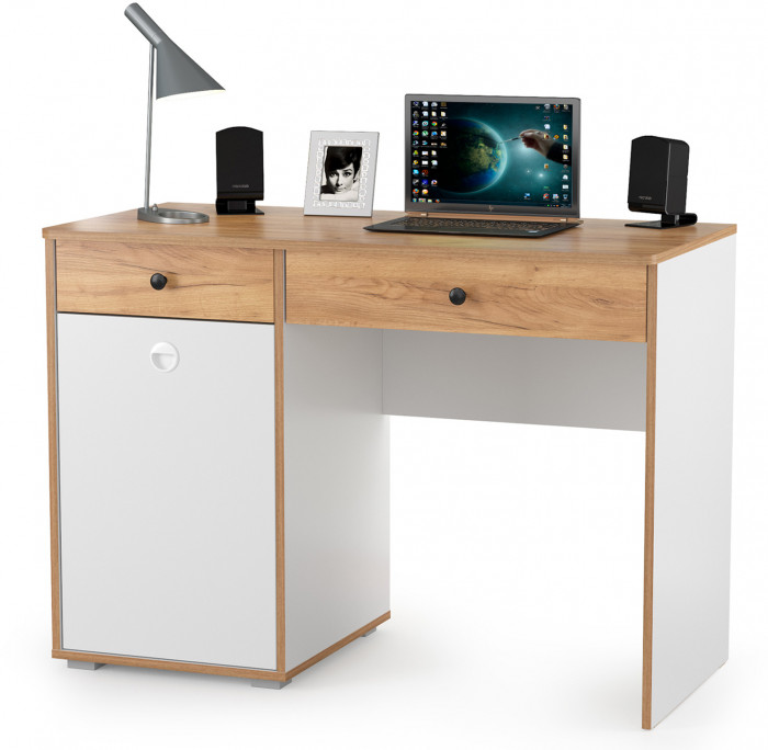 Вуди Компоновка № 09, цвет белый премиум/дуб крафт золотой, ШхГхВ 200х52,7х180,3 см., универсальная сборка