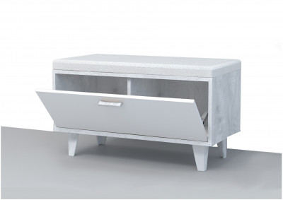 Эго Обувница ОБ-1 НГ (Глянец Белый/Бетон Светлый)