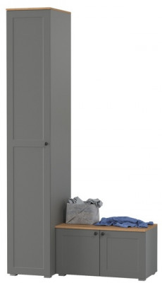 Остин Прихожая 11, цвет серый графит/дуб крафт золотой, ШхГхВ 120х54,3х229,6 см., универсальная сборка