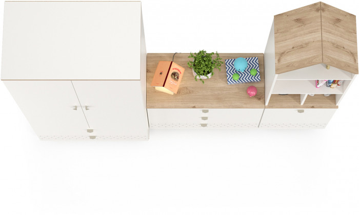 Эйп 13.334 Шкаф для одежды + 13.322 Комод + 13.14 Стеллаж, белый/дуб белый
