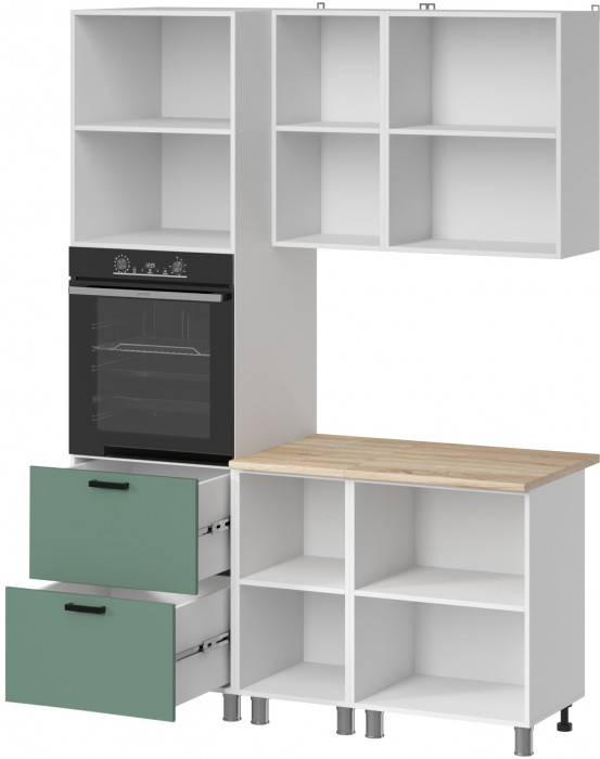 МК Аленушка 1,6м ПД Орешник Матовая Мята,скоба черный,сонома