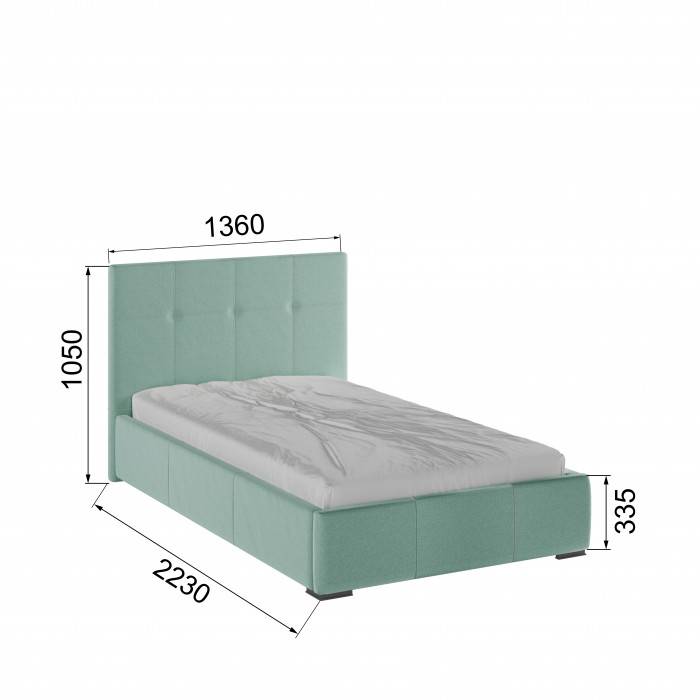 Рио Кровать интерьерная 120 мятный квадрат, ортопед