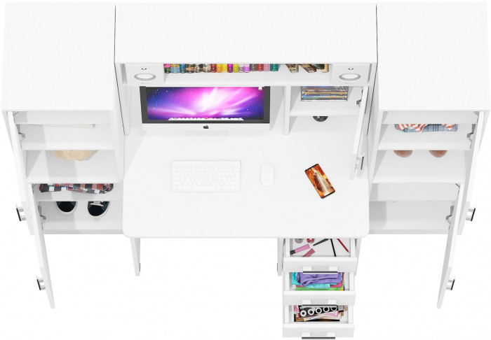 С-МД-СК9 Компоновка № 02, цвет белый шагрень, ШхГхВ 188х70х160 см., НЕ универсальная сборка