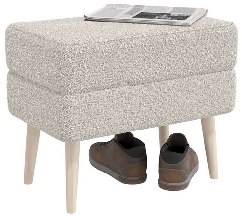 Банкетка 6-5138ТКШсв.серый Тифани, цвет ткань светло-серая, ШхГхВ 55х33х46 см.(прямоугольная банкетка на четырёх ножках), цвет ножек: иней