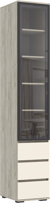Пенал-стекло (400) с ящиками "Норд", Крафт серый/Кашемир