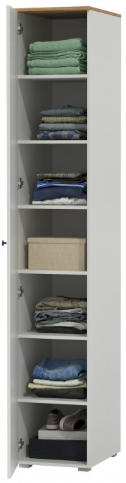 Остин 13.225 Шкаф-пенал, цвет белый шагрень/дуб крафт золотой, ШхГхВ 40х54,3х229,6 см., универсальная сборка