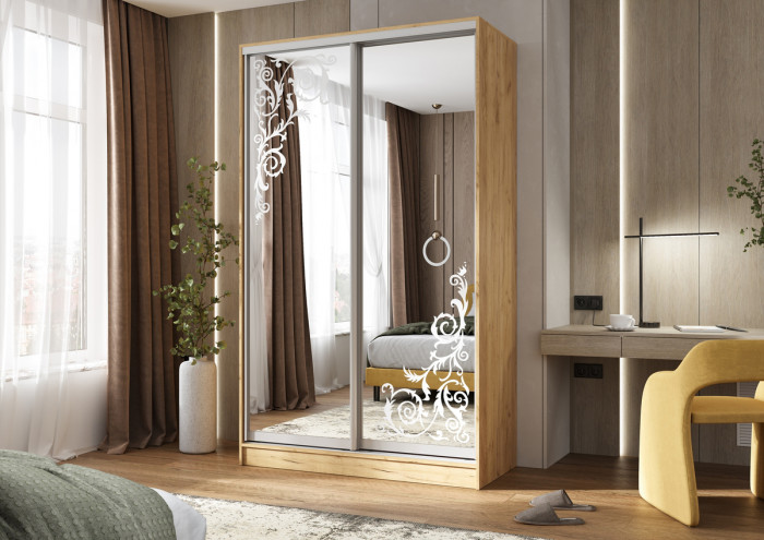 Шкаф-купе Тринити-2 (1,35 м), Дуб крафт золотой