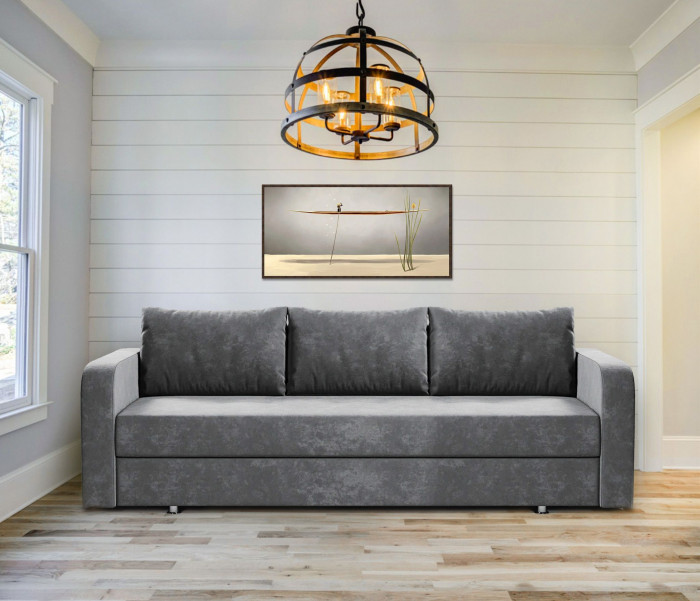 Диван-кровать Вектор, еврокнижка, велюр, 140х190, серый