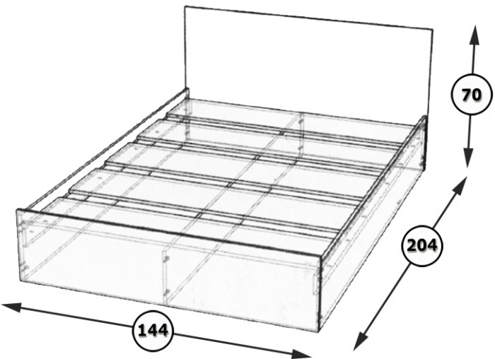 Стандарт Кровать 1400, цвет дуб сонома, ШхГхВ 143,5х203,5х70 см., сп.м. 1400х2000 мм., без матраса, основание есть
