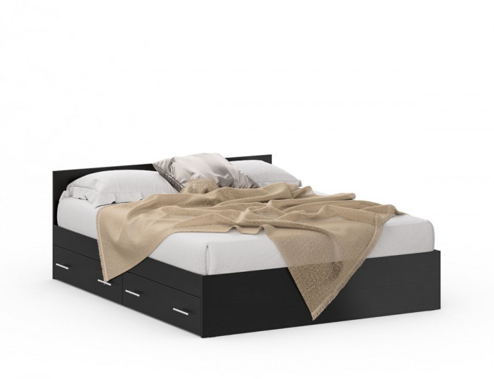 Спальня Стандарт 4-1600Я, венге/фасады ТВ тумбы МДФ чёрный глянец