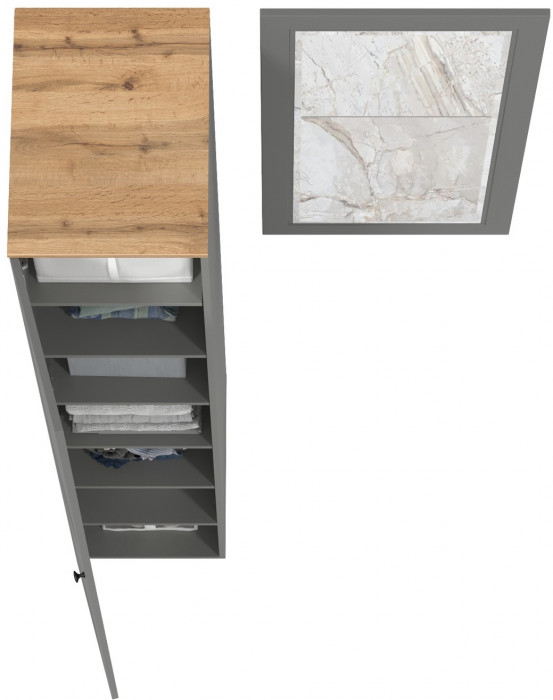 Остин Прихожая 12, цвет серый графит/дуб крафт золотой, ШхГхВ 99,5х54,3х229,6 см., универсальная сборка